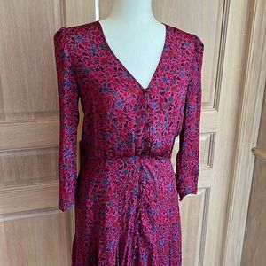 Veronica Beard magenta floral midi dress